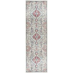 Avenue No.705 Tribal Runner Rug, 300x80cm, Off White / Red
