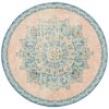 Avenue No.706 Tribal Round Rug, 240cm, Salmon / Blue