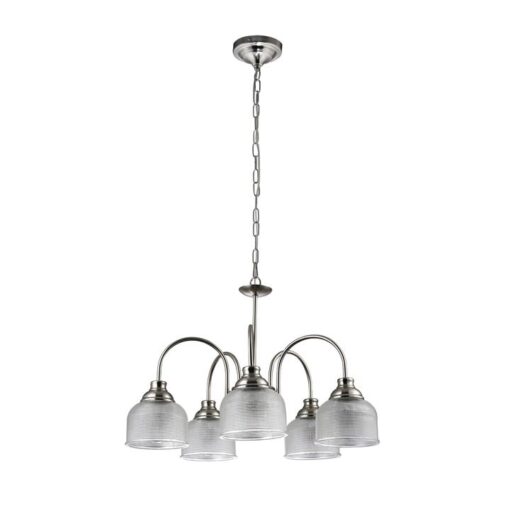 Aviva Metal & Glass Chandelier, Large, Satin Chrome