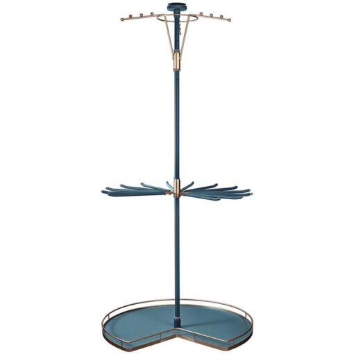 B Series Rotating Multifunctional Round Clothes Rack - Adjustable Height - Fits 800-900mm Corner Cabinet - Teal Finish