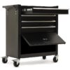 BULLET Pro 4 Drawer Tool Box Cabinet Trolley Storage, with 1-Door Toolbox Garage Organiser Set, Black