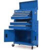 BULLET Pro 8 Drawer Tool Box Chest Cabinet Storage, with 2-Door Toolbox Garage Organiser Set, Blue