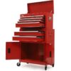 BULLET Pro 8 Drawer Tool Box Chest Cabinet Storage, with 2-Door Toolbox Garage Organiser Set, Red
