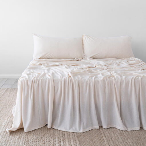 Bambury BedT Organica Cotton & Tencel Jersey Sheet Set, Single, Stone