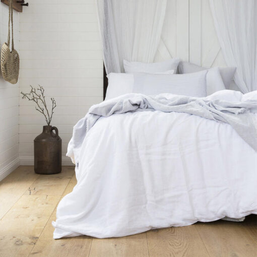 Bambury French Flax Linen Quilt Cover Set, Super King, Ivory