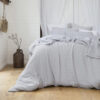 Bambury French Flax Linen Quilt Cover Set, Super King, Silver