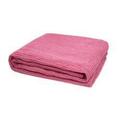 Bambury Teagan Cotton Waffle Throw, 130x180cm, Pink