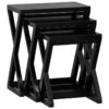 Banggai 3 Piece Mahogany Timber Nested Table Set, Black Banggai 3 Piece Mahogany Timber Nested Table Set, Black