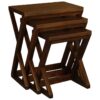 Banggai 3 Piece Mahogany Timber Nested Table Set, Mahogany