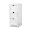 Bedside Table Bathroom Storage Cabinet 3 Drawers White