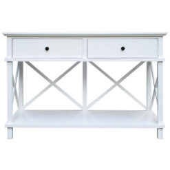Bellevue Wooden 2 Drawer Console Table, 130cm, White