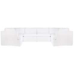 Birkshire Fabric Slip Cover Modular U-shape Sofa, 4 Seater, White