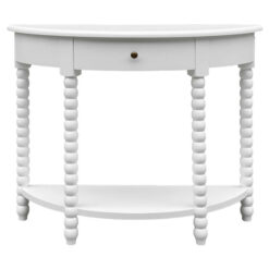 Bobbin Birch Timber Curved Console Table, 100cm, Matt White