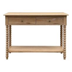 Bobbin Oak Timber Console Table, 110cm, Lime Washed Oak