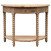 Bobbin Oak Timber Curved Console Table, 100cm, Lime Washed Oak