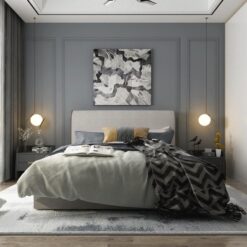 Bono upholstered bed with deluxe base discounted display model
