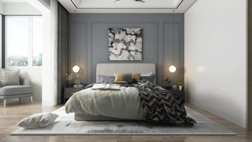Bono upholstered bed with deluxe base discounted display model