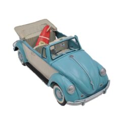 Boutica Handmade Tin Volkswagen Beetle with Surfboard Model, Blue