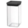 Brabantia Stackable Square Canister, Dark Grey Lid, 1.6 Litre