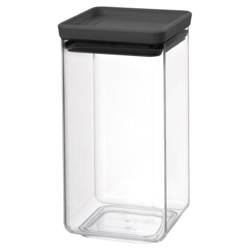 Brabantia Stackable Square Canister, Dark Grey Lid, 1.6 Litre