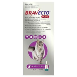 Bravecto Plus For Cats For Large Cats 6.25 - 12.5 Kg (Purple) 1 Pack