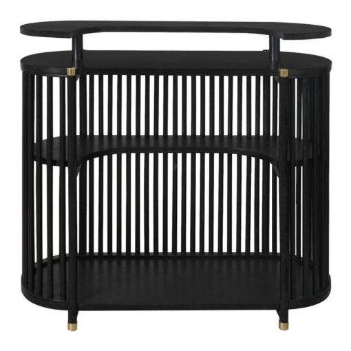 Brego Mango Wood Oval Bar Counter Table, 110cm, Black