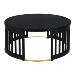 Brego Mango Wood Round Coffee Table, 80cm, Black