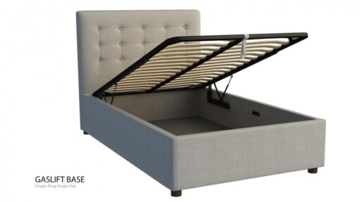 Brighton custom buttoned bed head choice of storage base