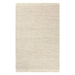 Brink & Campman Atelier Twill Handwoven Designer Wool Rug, 200x140cm, Beige