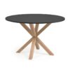 Bromley Engineered Wood & Steel Round Dining Table, 120cm, Black / Natural