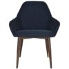 Bronte Commercial Grade Gravity Fabric Dining Armchair, Metal Leg, Navy / Light Walnut