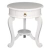 Cabriol Solid Mahogany Timber Round Lamp Table, White