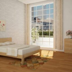 California custom timber bed frame with headboard