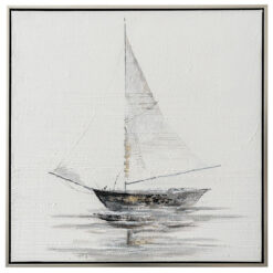 "Calm Sail" Framed Canvas Wall Art Painting, 52cm, White