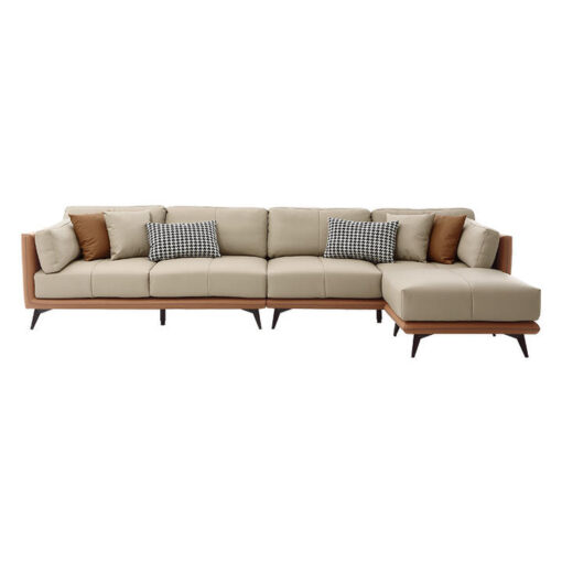 Cambria Modern Leather Modular Sofa, 6 Seater with Ottoman