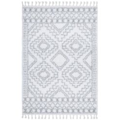 Casablanca Fez Tribal Rug, 380x280cm, Off White / Silver