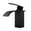 Cascade Matte Black Waterfall Basin Mixer Square Short