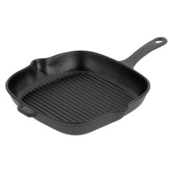 Chasseur Cast Iron Square Grill Pan, 25cm, Matte Black