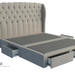 Chateau custom upholstered bed frame with choice of storage base