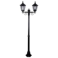 Chester Italian Made IP43 Exterior Post Lantern, 2 Light, Style A, 205cm, Black