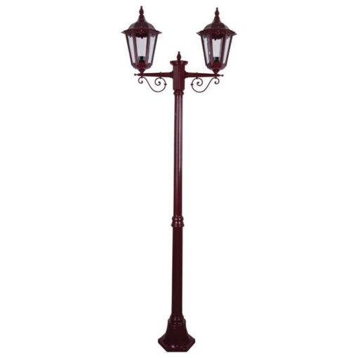 Chester Italian Made IP43 Exterior Post Lantern, 2 Light, Style A, 205cm, Burgundy