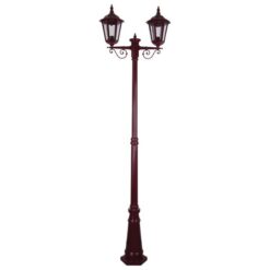 Chester Italian Made IP43 Exterior Post Lantern, 2 Light, Style A, 242cm, Burgundy