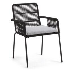 Clewiston Rope & Steel Carver Dining Chair, Black