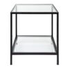 Cocktail Glass Top Iron Square Side Table, Black