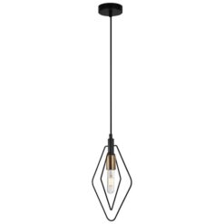 Contour Iron Wire Pendant Light, Diamond