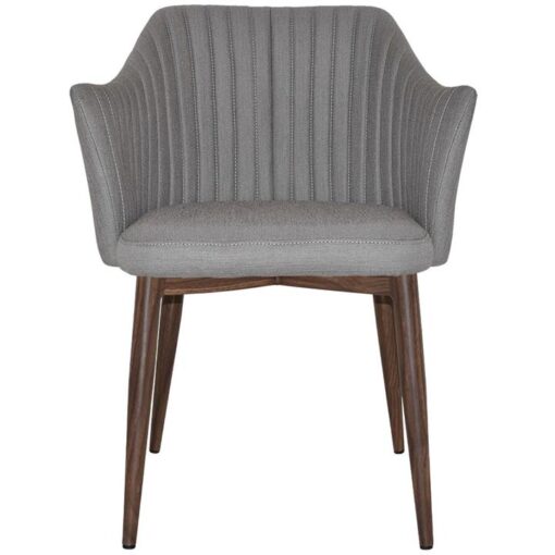 Coogee Commercial Grade Gravity Fabric Dining Armchair, Metal Leg, Steel / Light Walnut