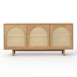 Cove American Oak & Rattan 3 Door Sideboard, 160cm, Natural