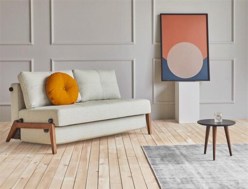 Cubed 140 sofa bed with dark oak legs - innovation living