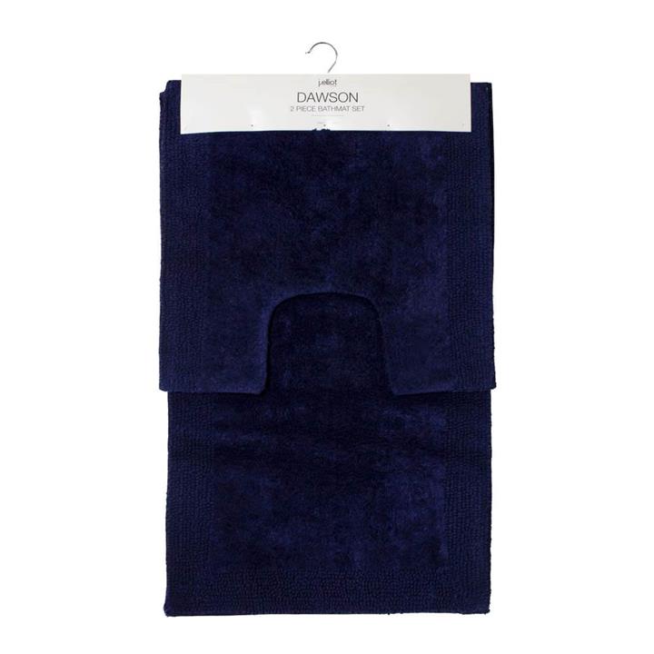 Dawson 2 Piece Cotton Bath Mat Set, Navy Dawson 2 Piece Cotton Bath Mat Set, Navy