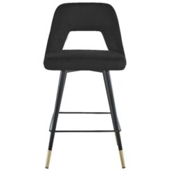 Delphi Velvet Fabric Counter Stool, Black